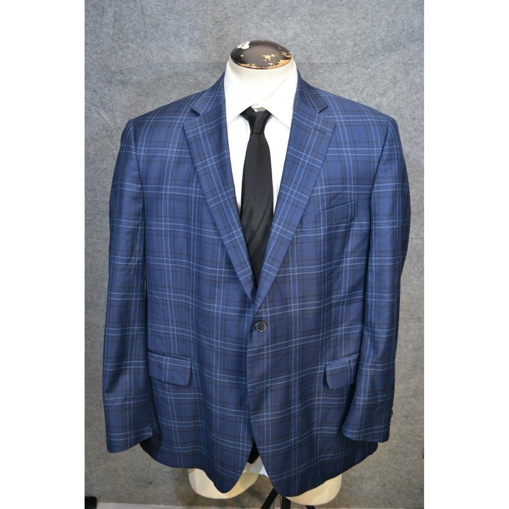 Peter Millar Sport Coat Mens 46 R Blue Plaid Check Wool Jacket Blazer Canada